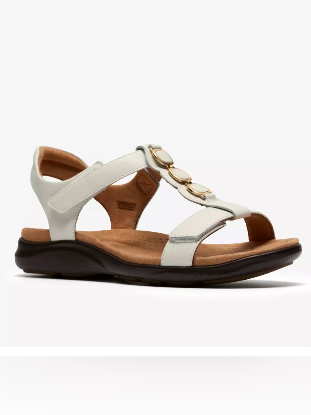 Clarks Kitty Gem Sandals in White Leather Size 10 - Picture 4 of 6